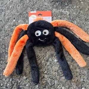 ZippyPaws Black and Orange Spider Dog Toy stuffed squeaky